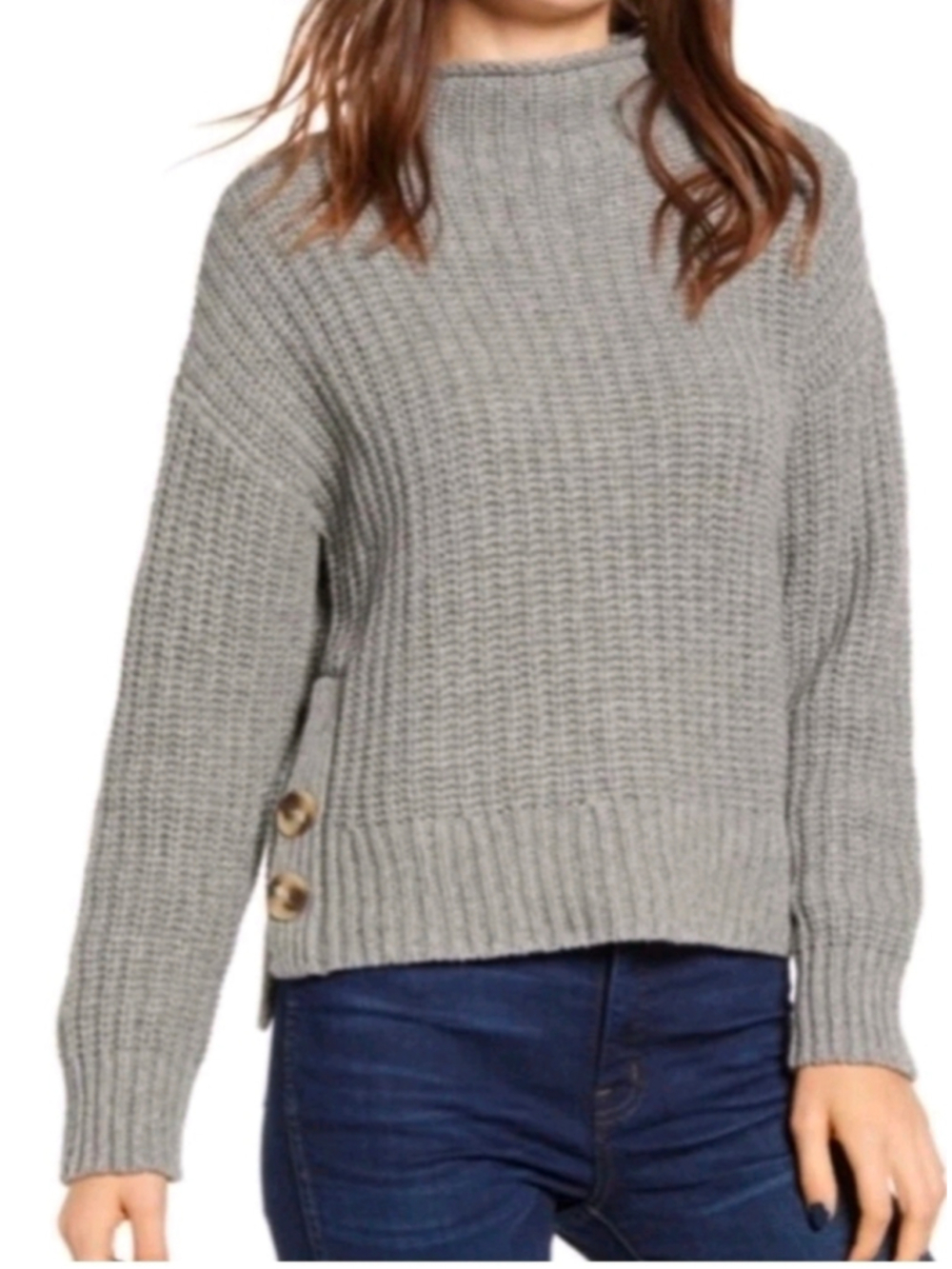 NWT Madewell Mock Neck Side-Button Pullover Sweater Size L